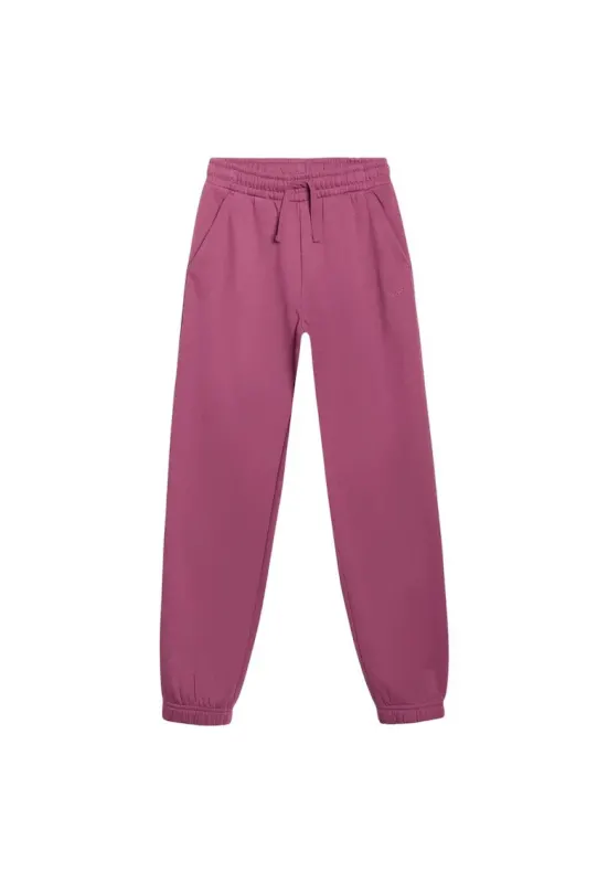 Pantaloni sport  F1249 - bumbac - cu buzunare laterale - banda elastica ajustabila - roz
