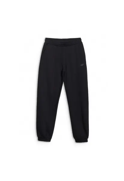 Pantaloni sport  pentru fete - negru - bumbac - croiala normala - 2 buzunare