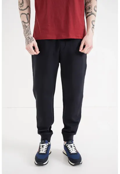 Pantaloni uni de trening din amestec de bumbac - Albastru ultramarin