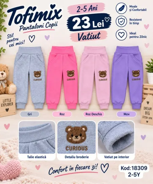 Pantaloni vatuiti pentru fetite HSN653