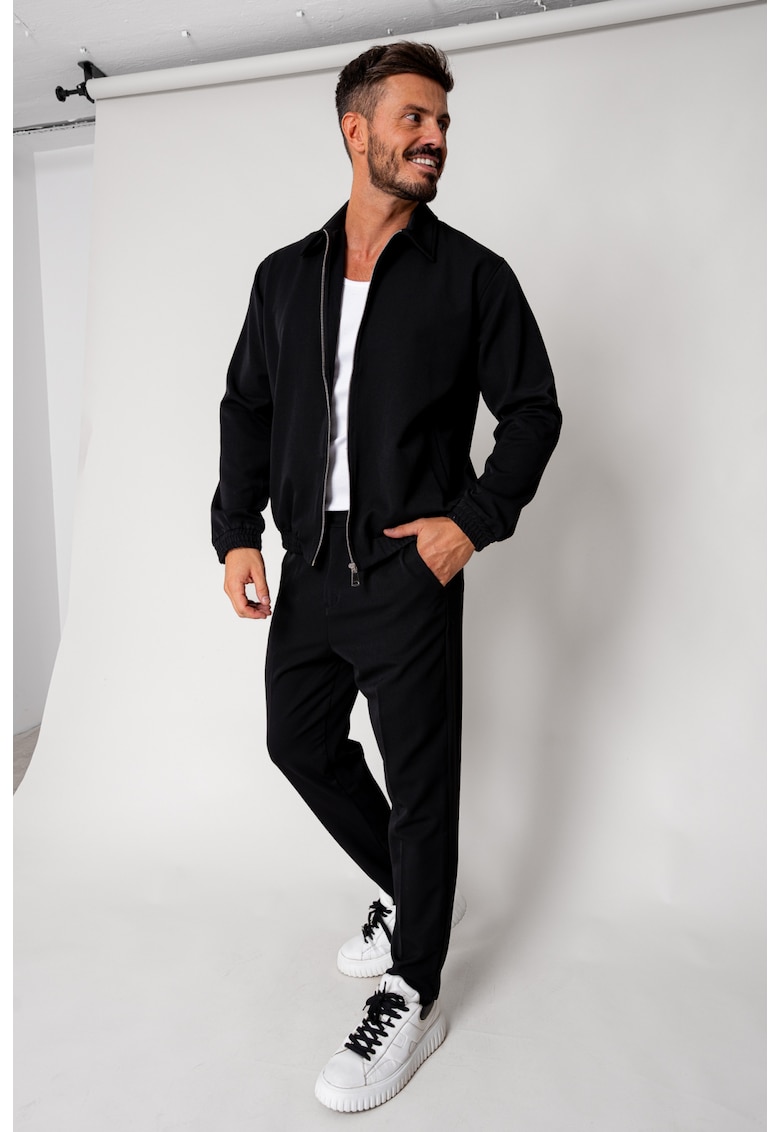 Set Caruso Jacheta cu fermoar si pantalon lung Black New 18213 - Negru