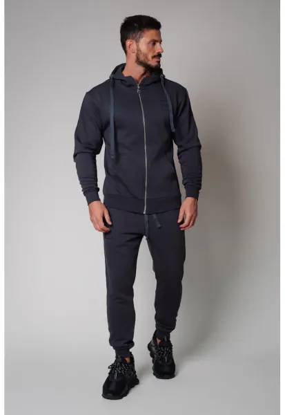 Set Rock hanorac cu fermoar si pantalon conic New Grey Antracite 8110