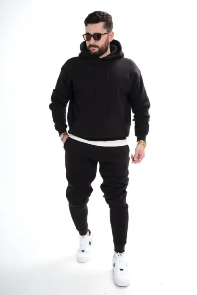 SET TRENING PRM FASHION OVERSIZED PREMIUM BLACK TRAS213(6079) (MĂRIME: M)