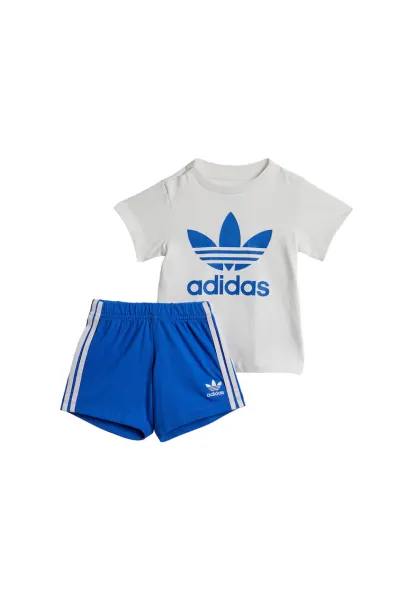 Set tricou si pantaloni scurti baiat  alb/albastru
