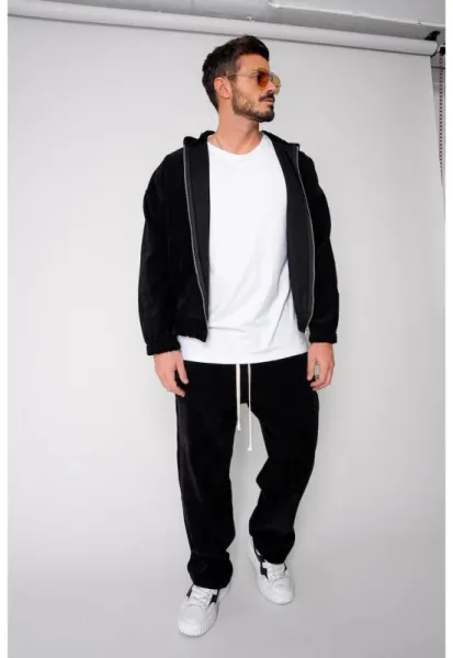 Set Velvet Hanorac cu fermoar si pantalon lung Black 18641 - Negru