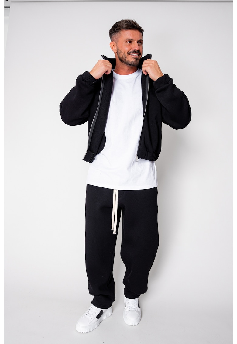 Set Winter Jacheta cu fermoar si pantalon drept Black 19429 - Negru
