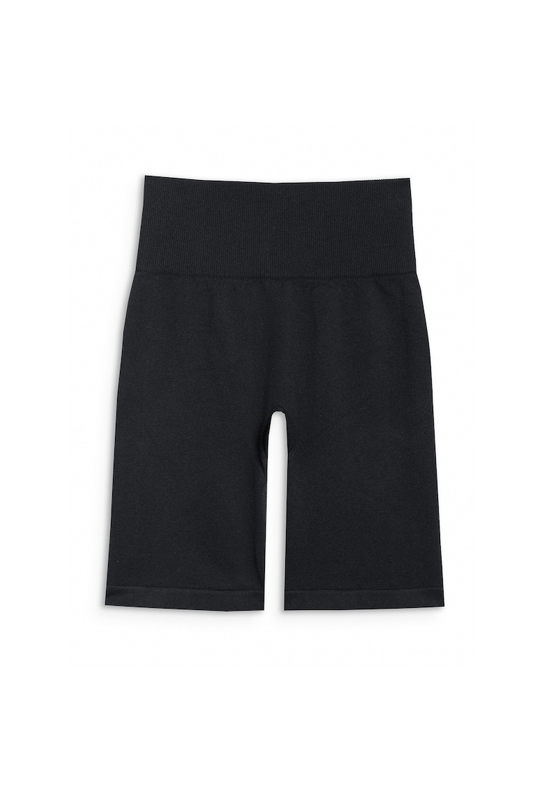 Sort De Antrenament Femei -  Talie Inalta - Push-Up - Material Elastic Fara Cusaturi - MULTI ACTIVE - Negru Intens