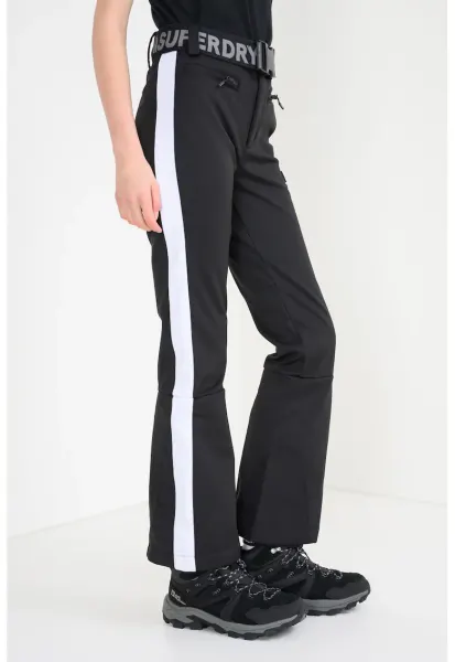 SUPERDRY - Pantaloni impermeabili cu cordon cu model logo in talie pentru ski Luxe - Negru