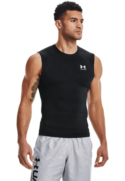 Top slim fit pentru antrenament Armour - Alb/Negru