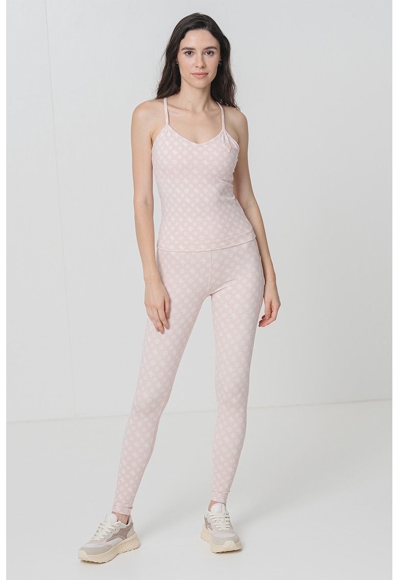 Top slim fit pentru fitness - Roz pastel/Crem