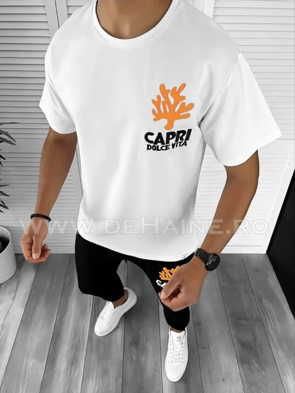 Trening barbati alb cu imprimeu oversize B7962 54-4