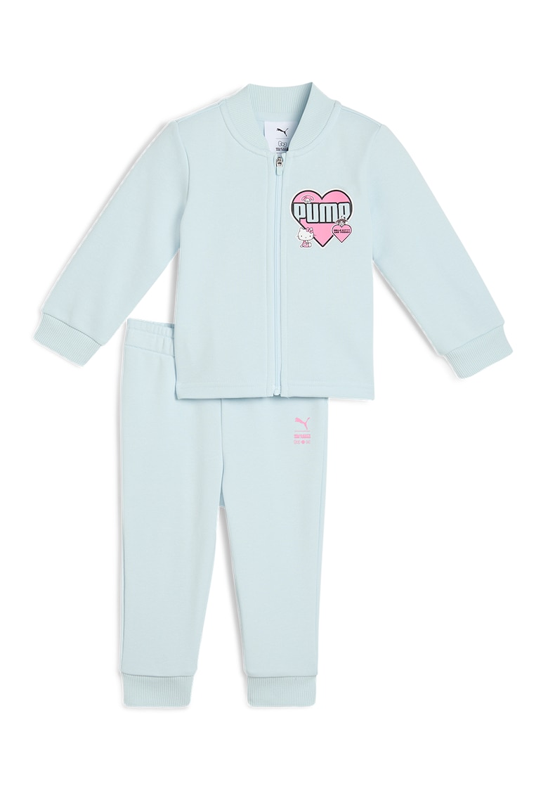Trening cu fermoar si imprimeu Hello Kitty - Roz pastel/Albastru glaciar