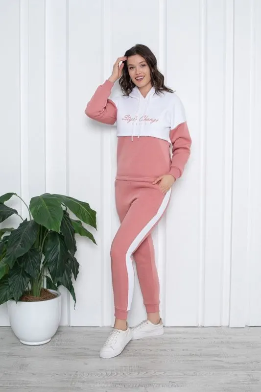 Trening cu gluga pentru dama vatuit, Style, somon