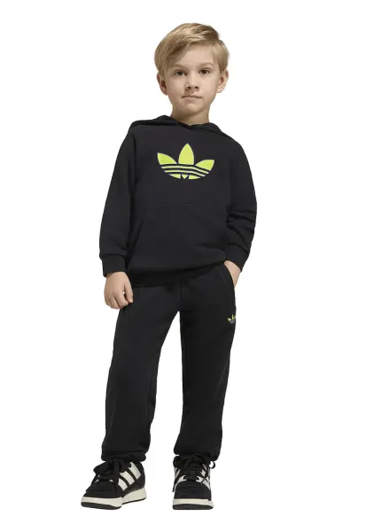 Trening cu gluga si logo - Negru