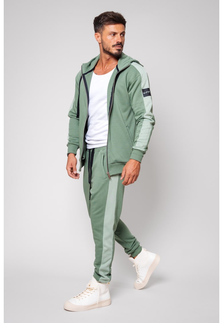 - Trening cu gluga si logo - Verde masliniu inchis