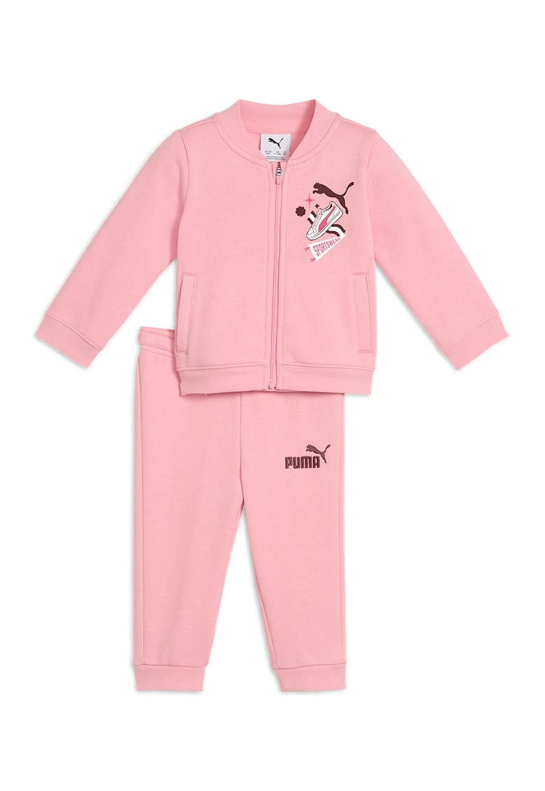 Trening cu imprimeu logo si fermoar - Roz pastel
