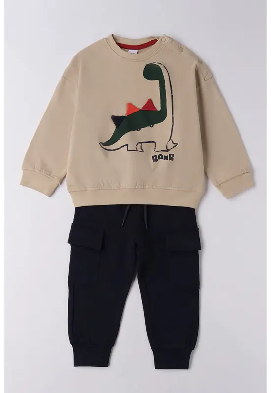 Trening cu pantaloni cargo cu snur - Albastru ultramarin/Maro nisip