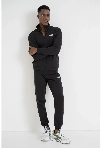 Trening din amestec de bumbac cu fermoar Essentials - Negru