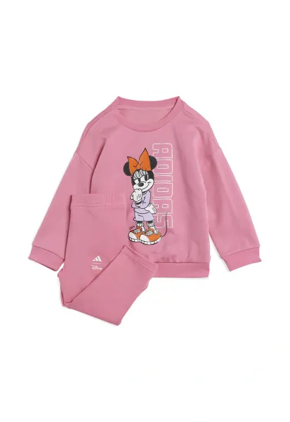 Trening din amestec de bumbac cu logo si imprimeu Minnie Mouse - Alb/Roz pastel