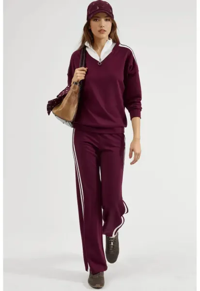 Trening lifestyle Femei  Pantaloni Largi - Rosu - Jerseu