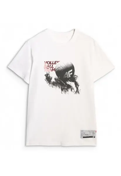 Tricou Barbati  Volei Imprimeu - Alb - 100% Bumbac - Regular Fit - AW25 - Alb