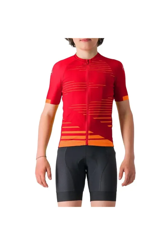 Tricou ciclism copii  Aero - Rosu/Portocaliu