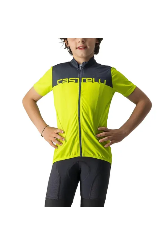 Tricou ciclism copii  Neo Prologo Bleumarin/Lime - Verde lime/Bleumarin