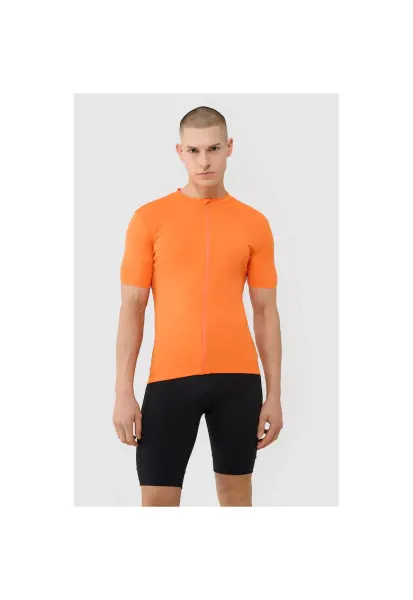 Tricou ciclism  pentru barbati - portocaliu - textil - slim fit - 4FDry