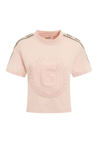 Tricou crop din bumbac pentru fitness - Alb murdar