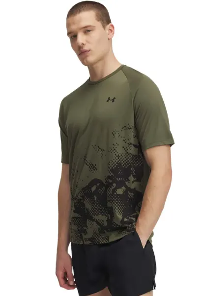 Tricou cu decolteu la baza gatului pentru fitness - Negru/Kaki