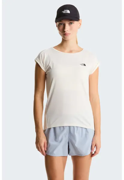Tricou cu decolteu rotund si detaliu logo pentru fitness W Tanken - Alb fildes