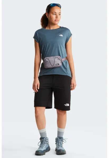 Tricou cu decolteu rotund si detaliu logo pentru fitness W Tanken - Gri carbune