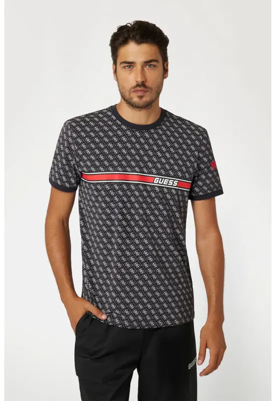 Tricou cu imprimeu logo - pentru fitness - Rosu/Alb fildes/Albastru ultramarin