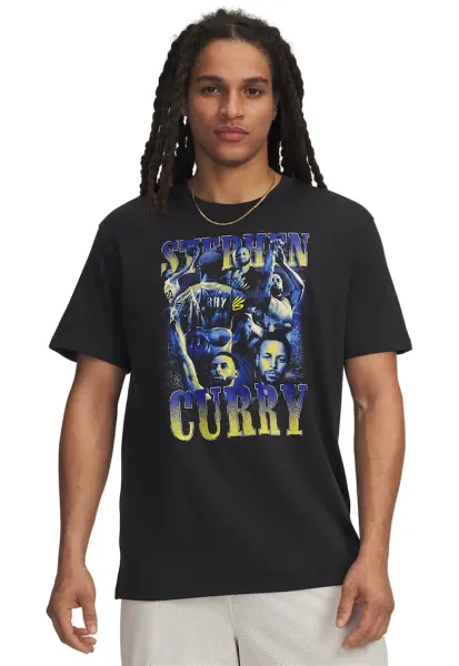 Tricou cu imprimeu - pentru baschet Curry - Albastru pastel/Negru/Galben pal