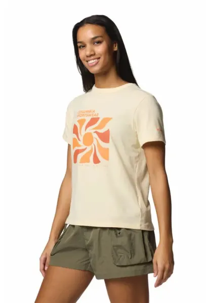 Tricou cu imprimeu - pentru trekking Sun Trek - Portocaliu/Galben pai