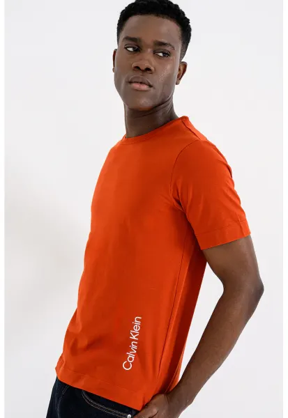 Tricou cu tehnologie uscare rapida si decolteu rotund - pentru fitness - Portocaliu inchis