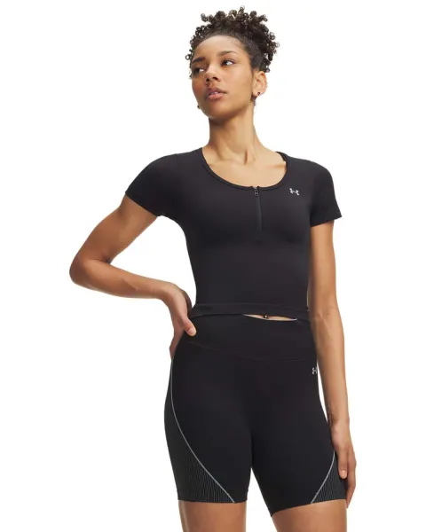 Tricou Dama VANISH SEAMLESS CROP ZIP Short Sleeve Under Armour