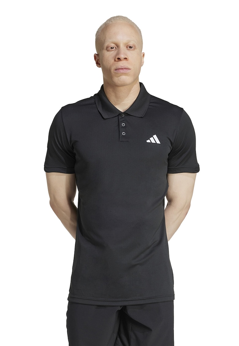 Tricou polo pentru tenis Free Lift - Negru stins/Alb optic