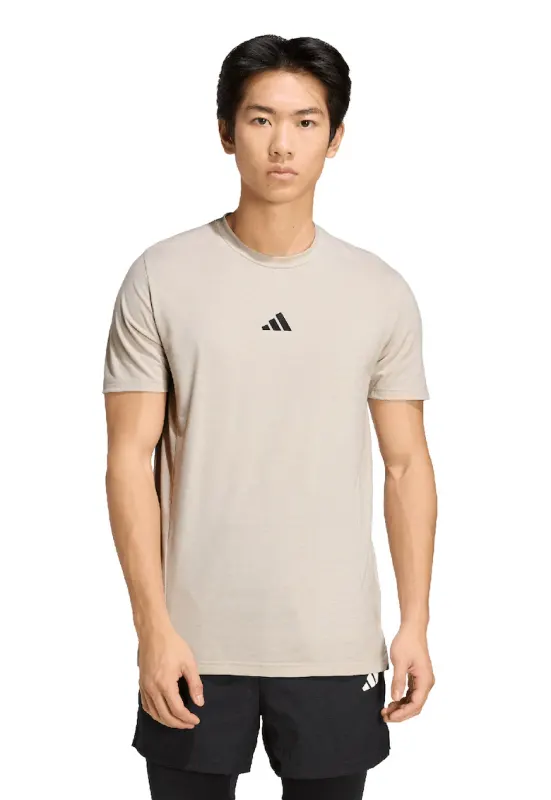 Tricou slim fit pentru fitness D4T - Maro nisip