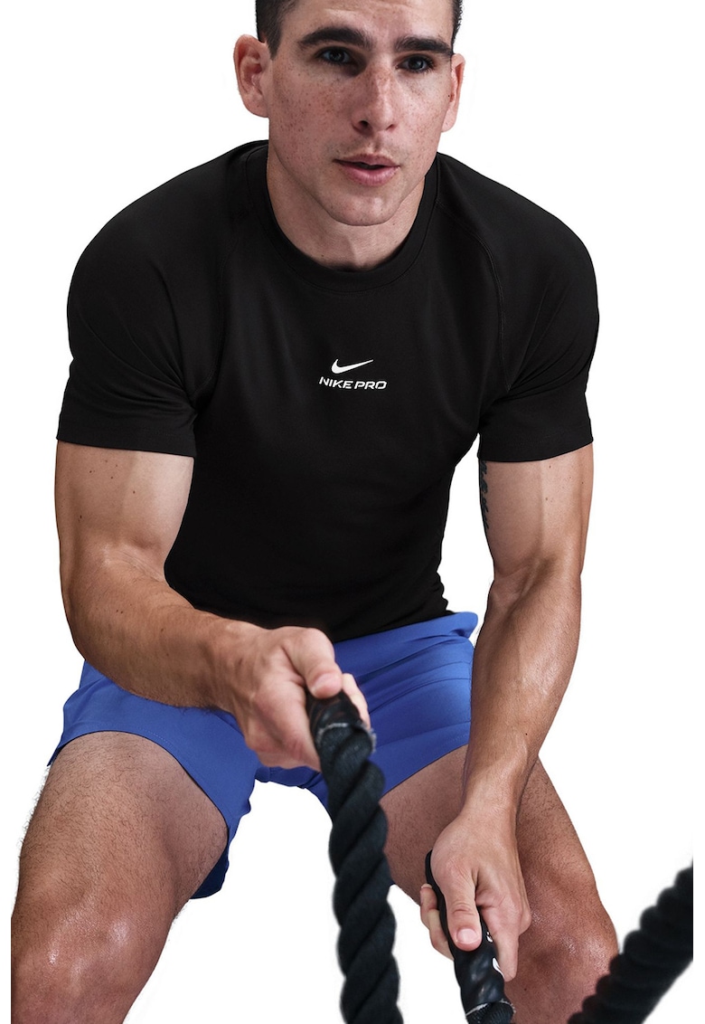 Tricou slim fit pentru fitness Pro - Alb/Negru
