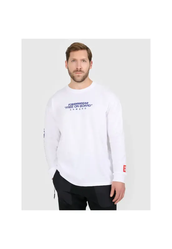 Tricou sport barbati - alb - bumbac - maneca lunga -